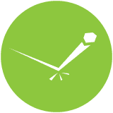 Abstract design of a stylized white bird tail in a green circle, representing freedom.